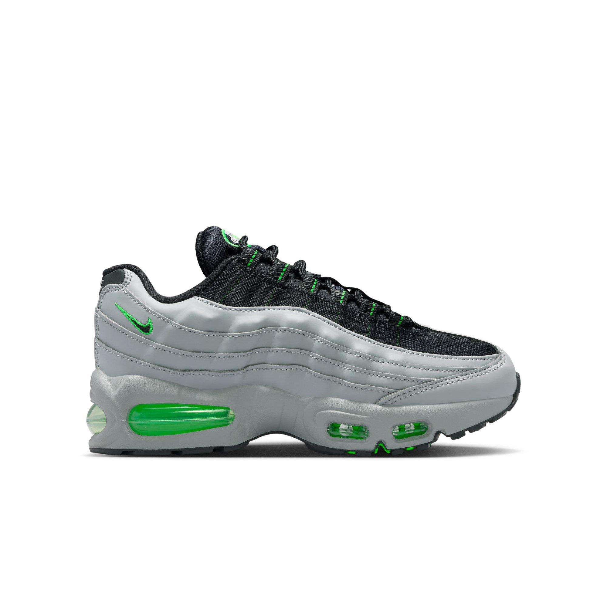 Grey/Neon Green Air Max 95 Grade School Sneakers | Hibbett